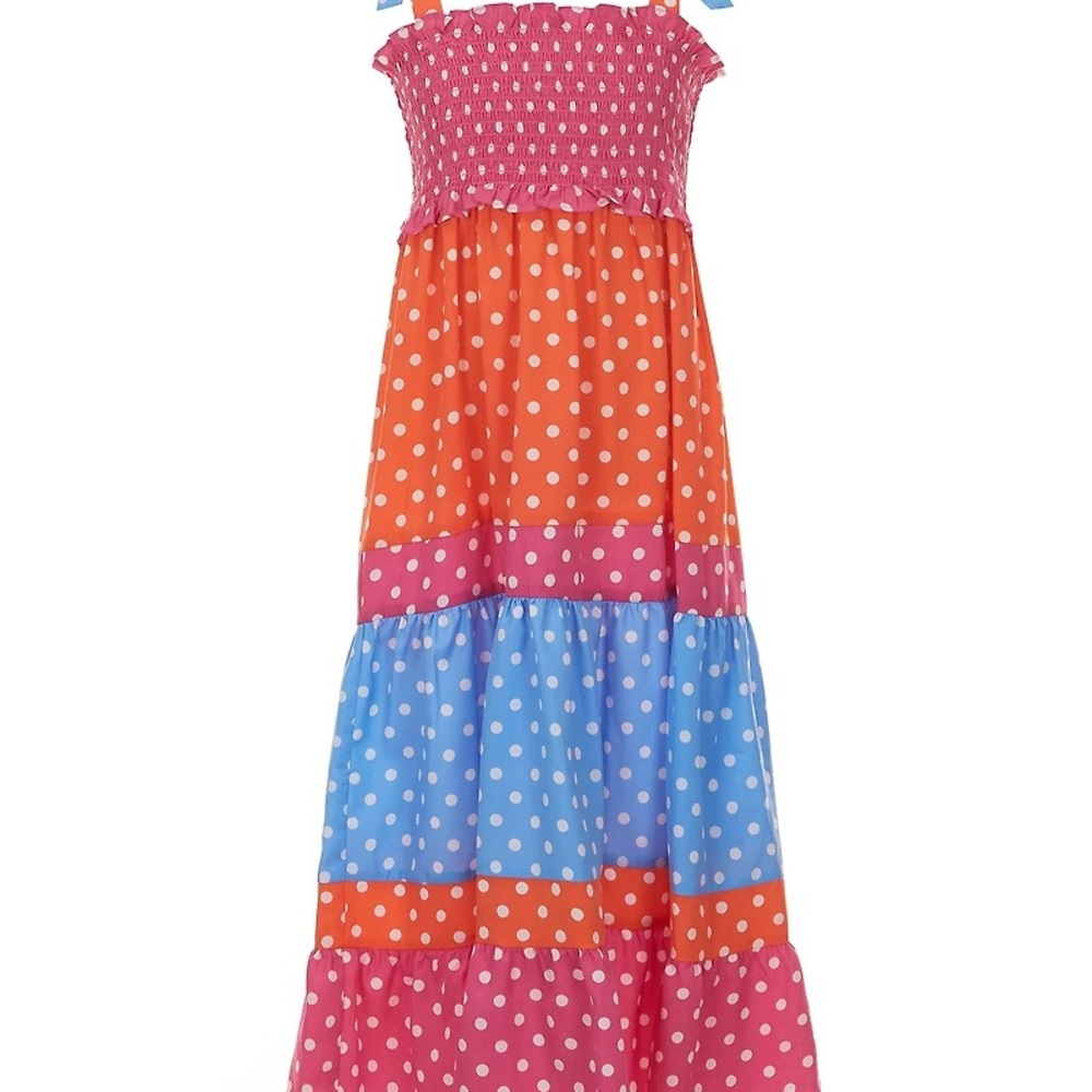 Bonnie Jean Pink, Orange, and Blue Polka Dot Dress